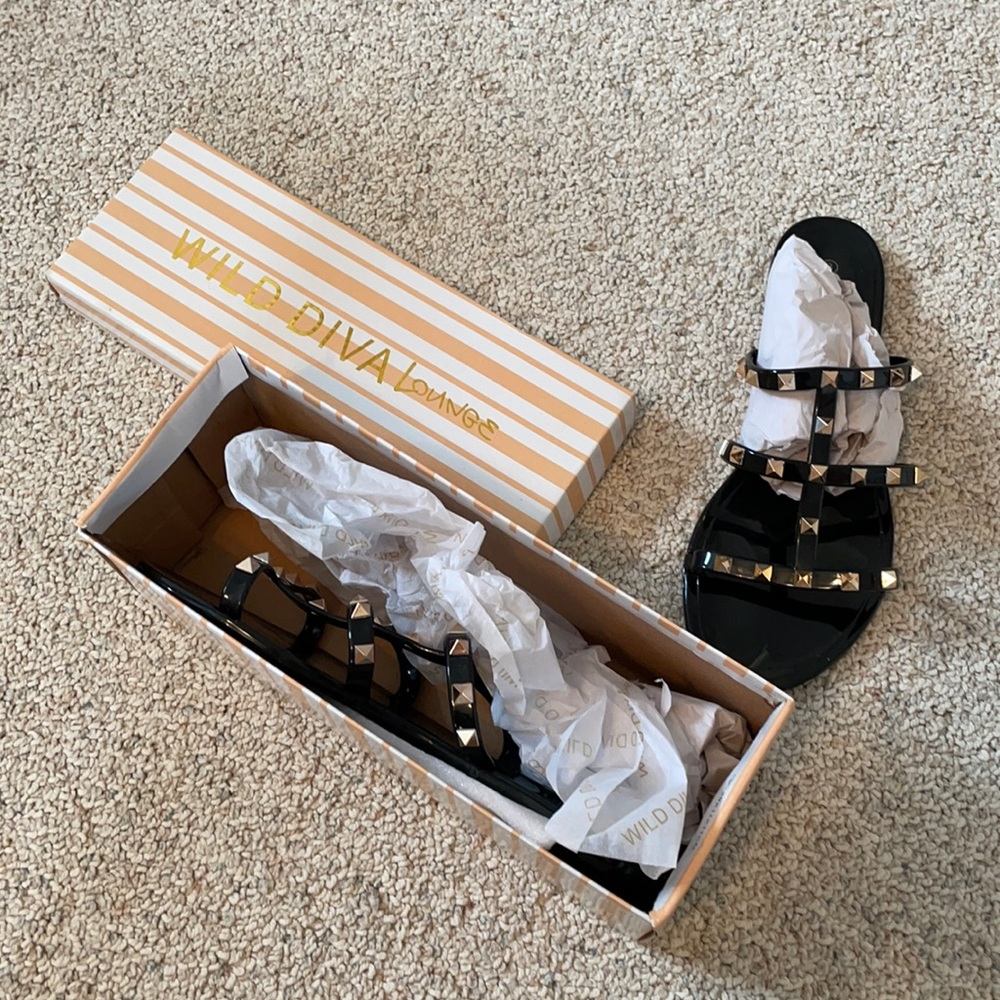 Black Studded Sandals